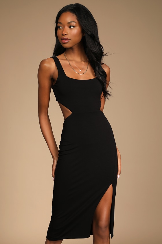 black dress with cutout sides